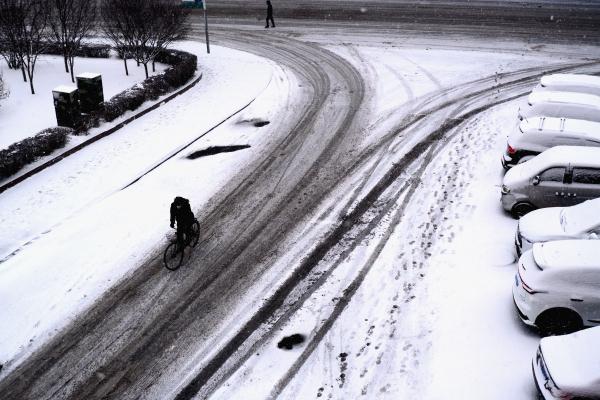 哈尔滨迎降雪 路面湿滑影响出行