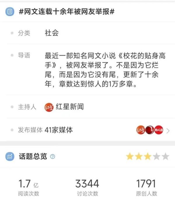 网文连载12年，迟迟不完结被举报