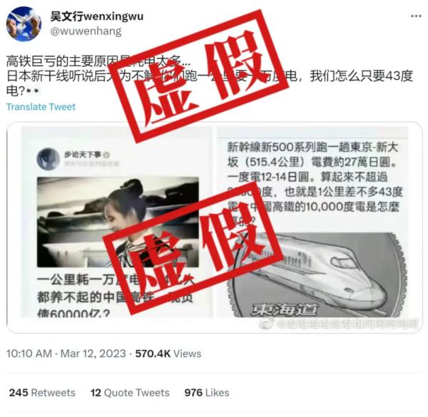 中国高铁“一公里耗电一万度”？真相是……