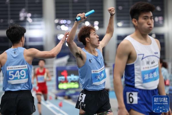 天津队打破田径男子4X400米接力全国室内纪录 天津队打破田径男子4X400米接力全国室内纪录
