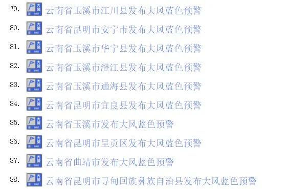 云南连发88条大风预警！阵风7—8级，昆明……