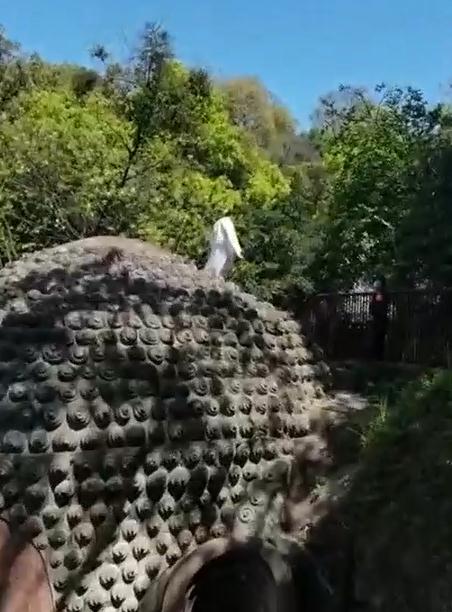 女游客爬到四川乐山大佛一佛头头顶打坐,景区:有工作人员劝阻 女游客爬到四川乐山大佛一佛头头顶打坐,景区:有工作人员劝阻
