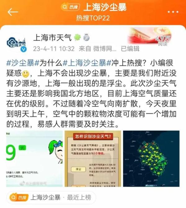 今天傍晚起影响上海！浮尘来袭，短时可达中度至重度污染