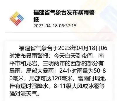 紧急提醒！福建多地发布暴雨、雷电、冰雹预警