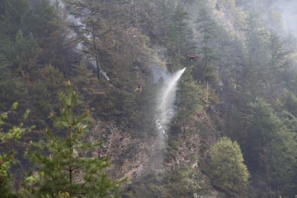 四川森林消防正全力扑救稻城、盐源两地森林火灾