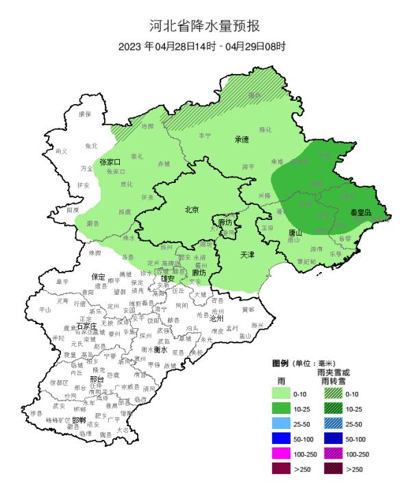 又下雪了！雨夹雪+中雨！五一假期河北天气→