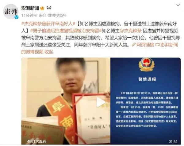 网红博主因虐猫被拘留! 网红博主因虐猫被拘留!