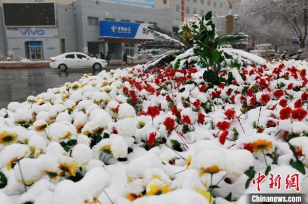 新疆巴里坤迎来降雪天气 市民又穿起大衣