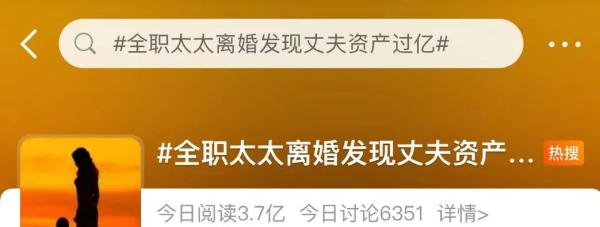 “全职太太起诉离婚才知丈夫资产过亿”上热搜，法院判了