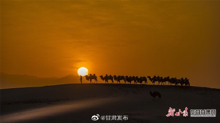 张掖沙漠公园驼铃悠扬迎客来