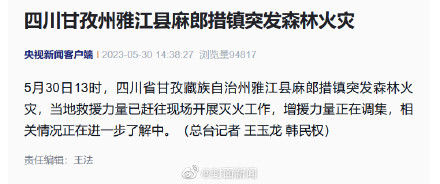 四川甘孜雅江县突发森林火灾