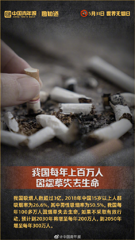 我国每年有上百万人因烟草失去生命 我国每年有上百万人因烟草失去生命