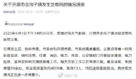 开原龙卷风已致13人受伤4000亩地受损