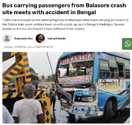 印度列车事故伤者转运大巴发生车祸