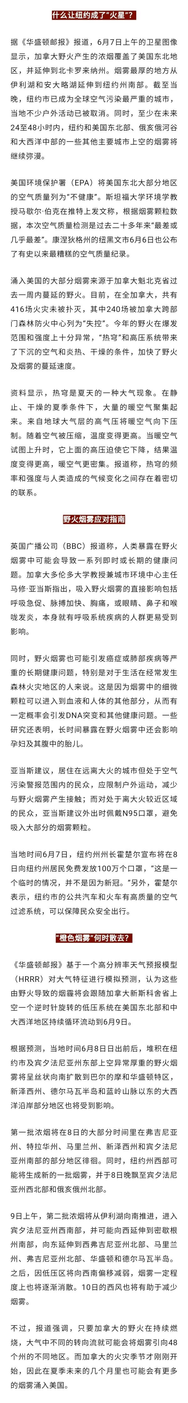 橙色的天！纽约空气质量全球倒数第一