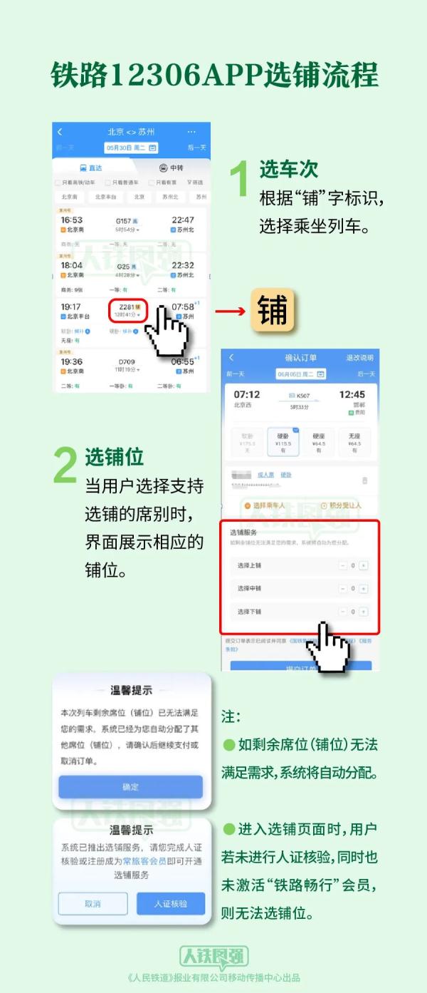 12306上线新功能！在线选铺功能来了！收好这份攻略