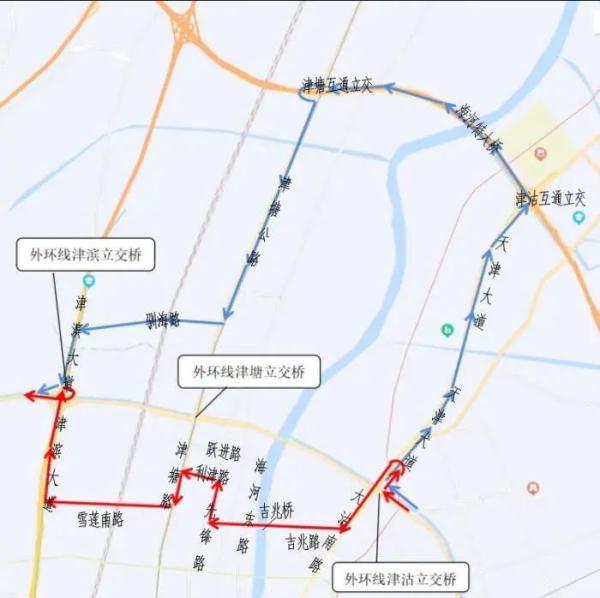 6月10日起，津塘立交高架桥这一路段因维修施工断交