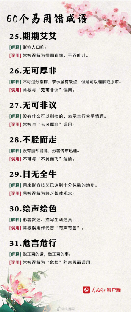60个易用错的成语