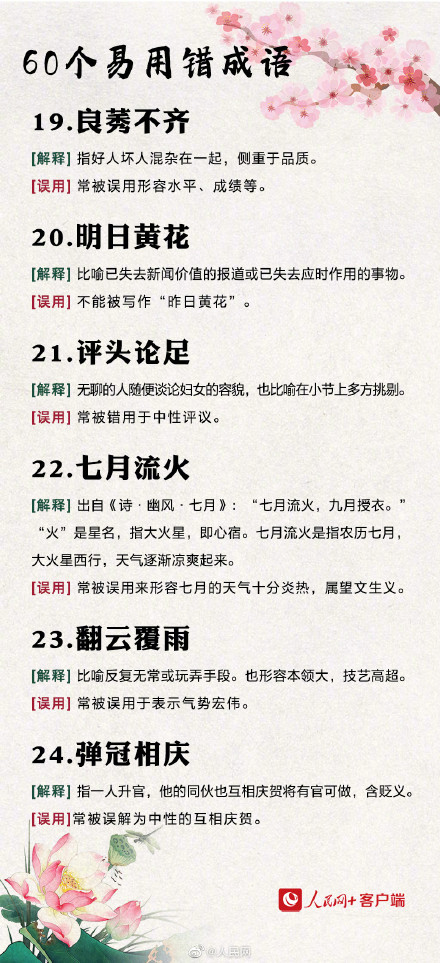 60个易用错的成语