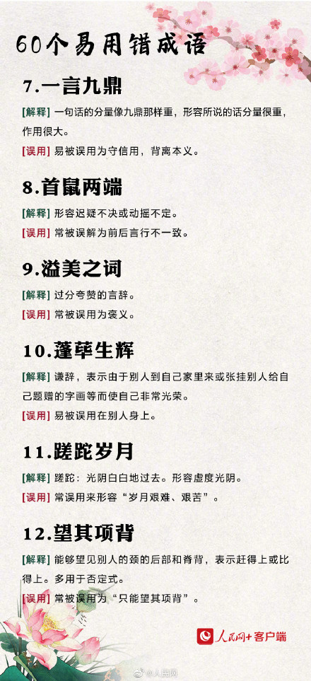 60个易用错的成语
