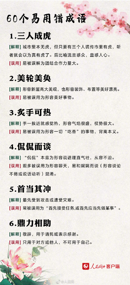 60个易用错的成语