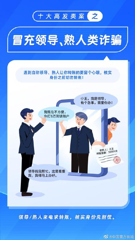 公安部公布十大高发电信网络诈骗类型