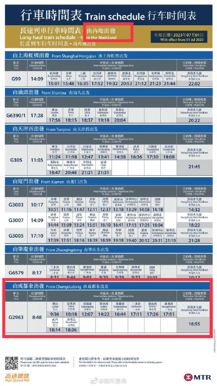 10小时7分，二等座796元！成都东到香港西九龙高铁班次票价出炉