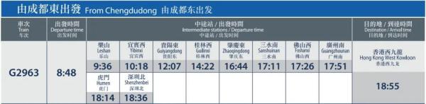 全程票价最低828元!四川至香港高铁票明起开售 全程票价最低828元!四川至香港高铁票明起开售