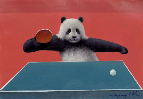 “运动熊猫”艺术画作献礼大运会 “运动熊猫”艺术画作献礼大运会