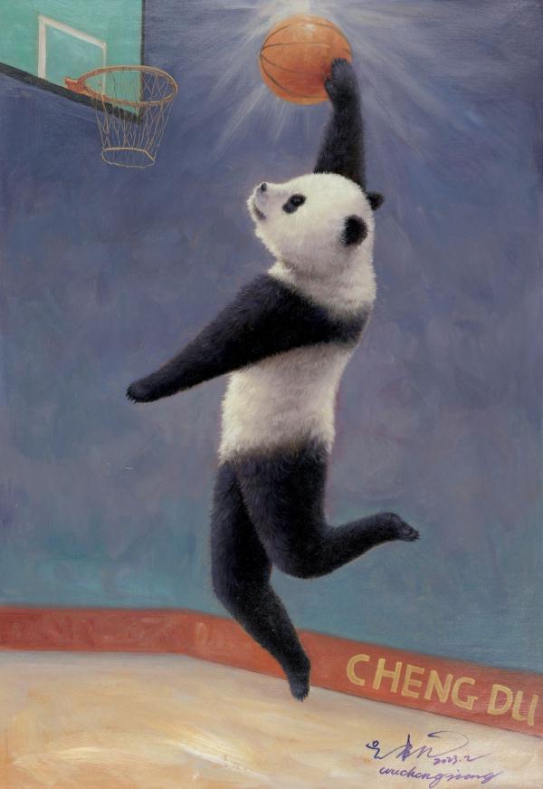 “运动熊猫”艺术画作献礼大运会 “运动熊猫”艺术画作献礼大运会