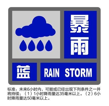 上海继续发布暴雨蓝色预警信号，目前“一蓝一黄”双预警高挂