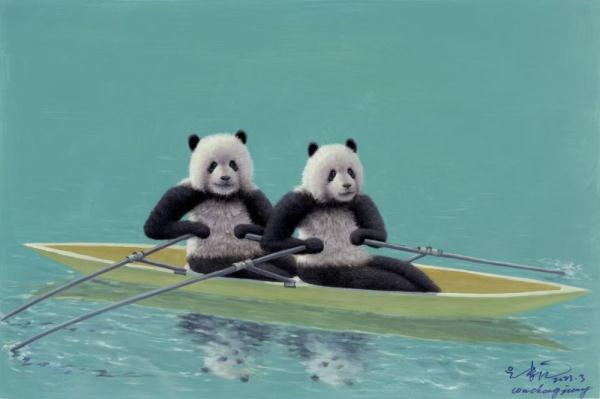 “运动熊猫”艺术画作献礼大运会 “运动熊猫”艺术画作献礼大运会