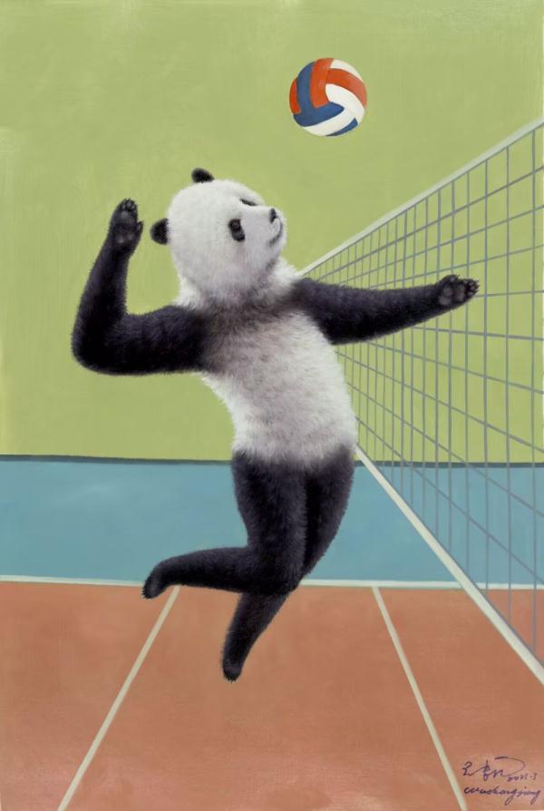 “运动熊猫”艺术画作献礼大运会 “运动熊猫”艺术画作献礼大运会