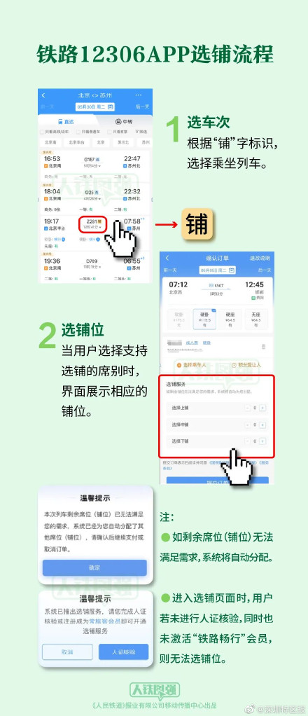 12306上线在线选铺位功能 操作指南来啦 12306上线在线选铺位功能 操作指南来啦