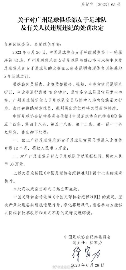 中国足协连开5张罚单