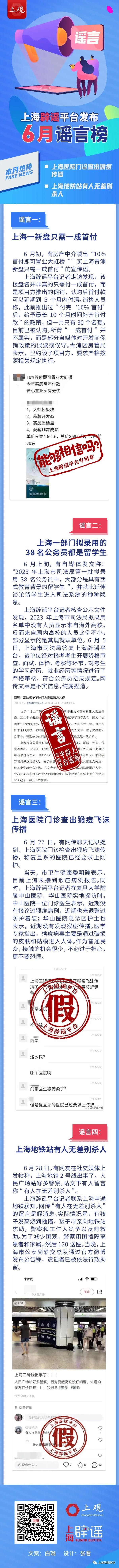 上海辟谣平台发布6月谣言榜