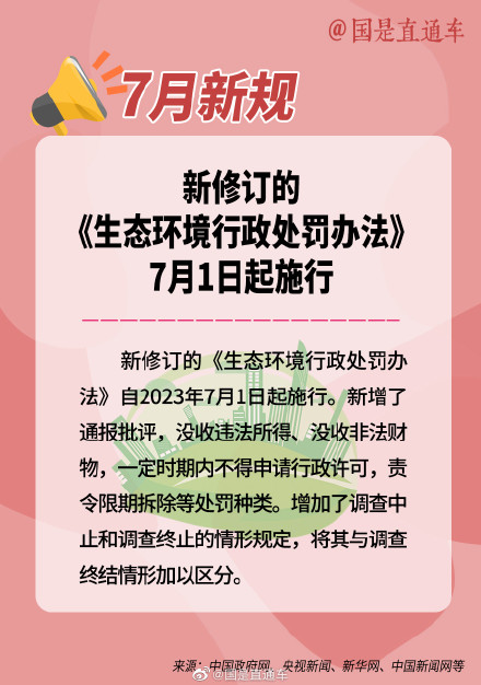 7月起这些新规将影响你我生活