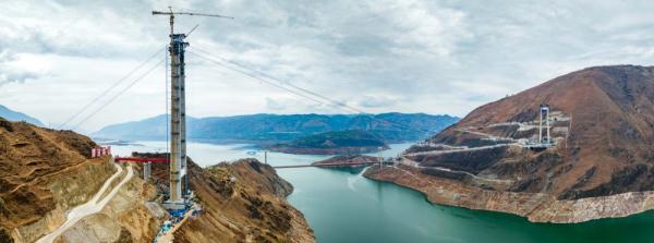 沿江高速川滇金沙江特大桥顺利完成猫道架设