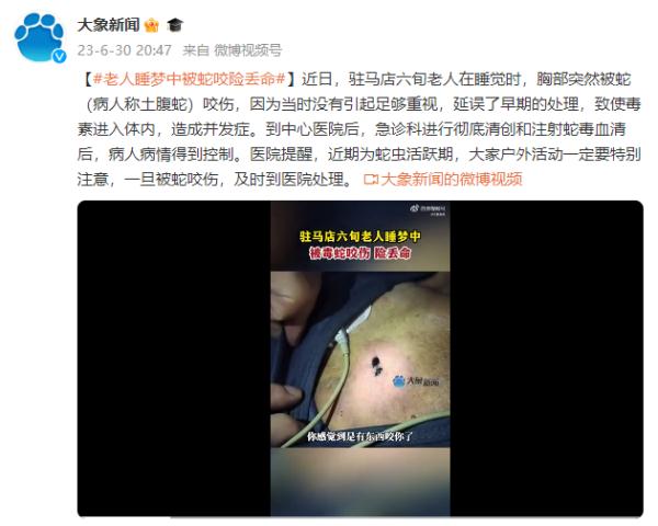 蛇虫活跃期！老人睡梦中被蛇咬险丢命