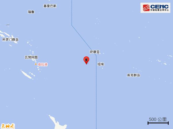 汤加群岛发生6.9级地震