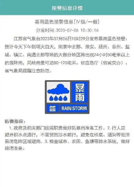 江苏发布强对流暴雨双预警 局地可能出现11级雷暴大风！