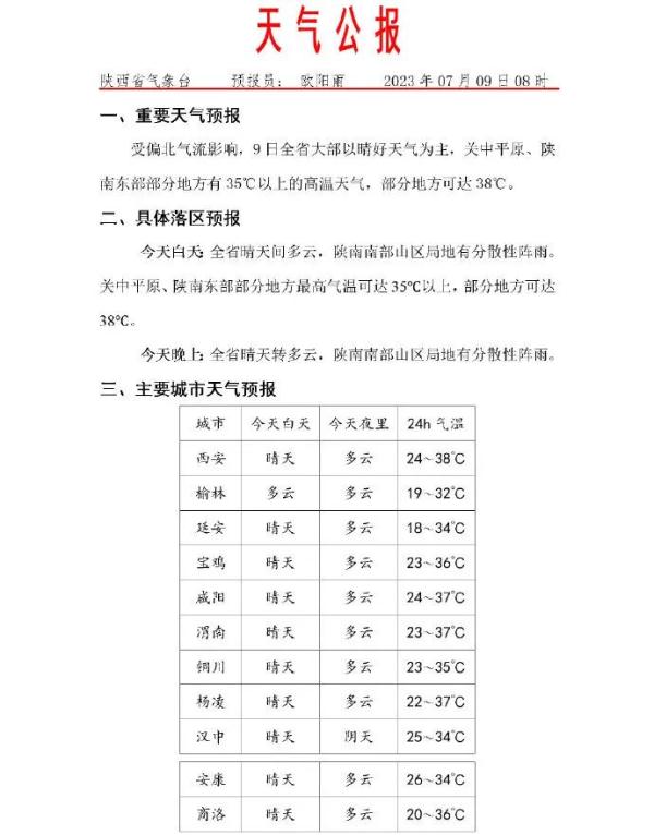 西安高温预警升级，局地39℃以上！下一轮降水将在→