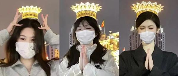 上海外滩打卡新玩法：合掌祈祷，头顶皇冠！不求好看，但求好笑