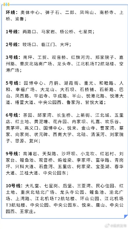 重庆轨道交通113个纳凉区开放