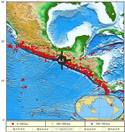 墨西哥恰帕斯州沿岸近海海域发生6.5级地震，或引发局地海啸