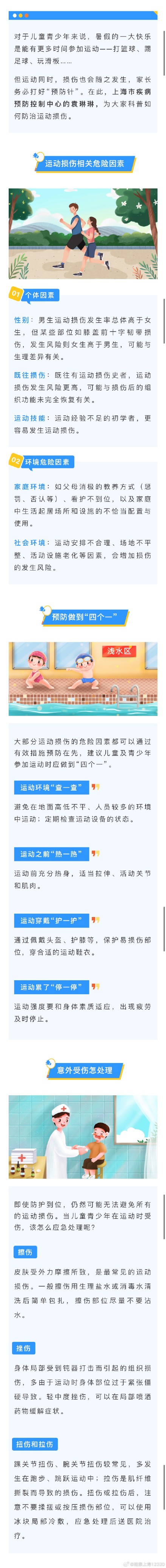 暑假运动打好“预防针”，意外受伤应该这样处理→