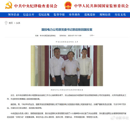 国投电力公司原党委书记郭启刚回国投案