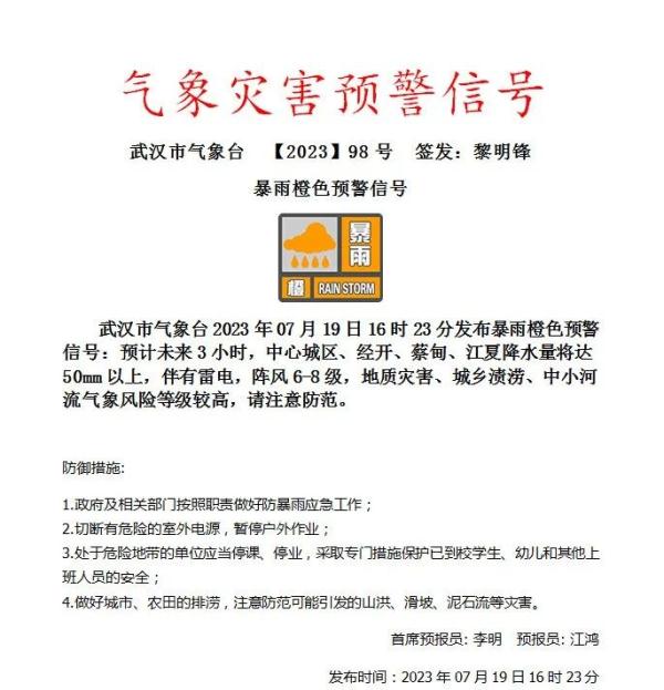 武汉气象预警连发!下班赶紧回家! 武汉气象预警连发!下班赶紧回家!