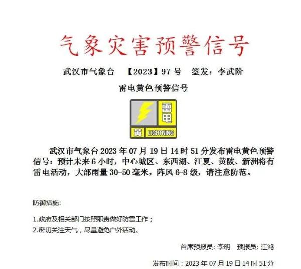 武汉气象预警连发!下班赶紧回家! 武汉气象预警连发!下班赶紧回家!