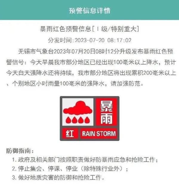 升级!江苏多地发布暴雨红色预警 升级!江苏多地发布暴雨红色预警